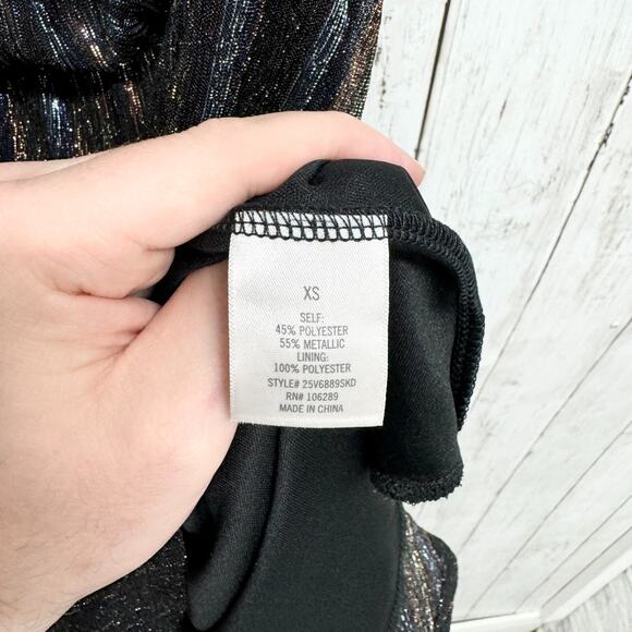 Francescas Dress Women Size XS Sparkly Spaghetti Black Gold Sparkle Cocktail NWT - Picture 5 of 7